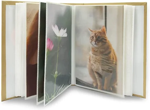 Vista 2 de Álbum de fotos con capacidad para 100 bolsillos, 4 x 6 pulgadas, álbum de fotos para niños, álbum de fotos de papel kraft para niños (trébol)