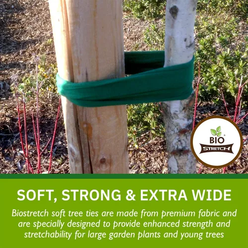 Vista 2 de Lazos Suaves Extra Anchos para Árboles - Soporte Fuerte y Elástico para Plantas Grandes y Árboles Jóvenes - Cinta Verde de Jardín Cortada a Medida