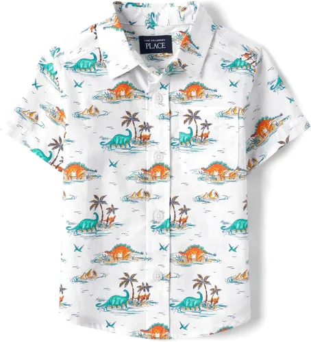 Vista 17 de The Children's Place Baby Boys' and Toddler Poplin Short Sleeve Button Down Shirt (Applemint)