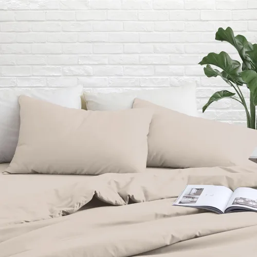 Vista 61 de Juego de 2 protectores de almohada estándar, 100% algodón egipcio con cremallera, 400 hilos, tejido satinado, algodón, color beige, fundas