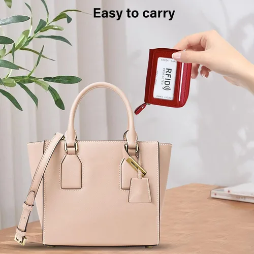 Vista 13 de Tarjetero RFID de bolsillo con ventana para ID, piel genuina, S, Negro