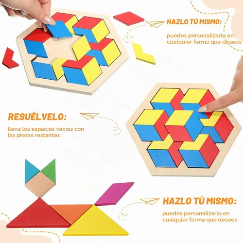 Vista 5 de Jerify - Juego de 8 rompecabezas de madera para niños, rompecabezas