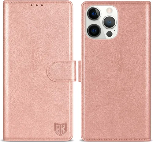 Vista 34 de ZZXX Funda tipo cartera para iPhone 14 Plus con bloqueo RFID, ranura para tarjetas, función atril, cierre magnético, funda protectora de cuero Negro