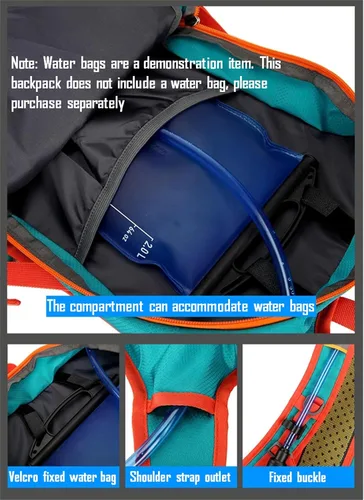 Vista 5 de Mochila ligera de hidratación para ciclismo, mochila de gran capacidad para viajes, senderismo, escalada, esquí, correr, para hombres y mujeres Negro
