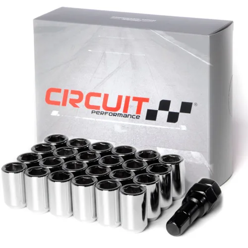 Vista 8 de Circuit Performance Tuercas de llanta de bellota para llave de afinador, acero forjado negro de 12 x 1.5 (20 piezas + herramienta)