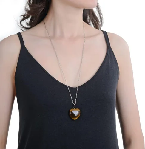 Vista 2 de 1 collar con colgante de corazón grande con piedras preciosas naturales You Are My Only Love de cristal curativo, cuarzo, reiki, chakras, energía