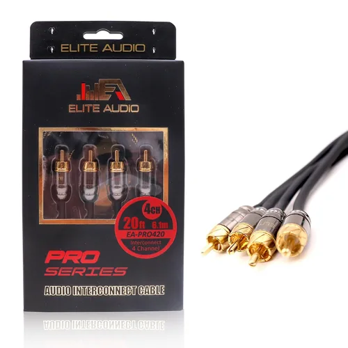 Vista 13 de Elite Audio Serie Pro 3 pies. Cable corto de audio para carro RCA de 2 canales - Triple blindaje, conectores de latón, cobre libre de oxígeno, cable