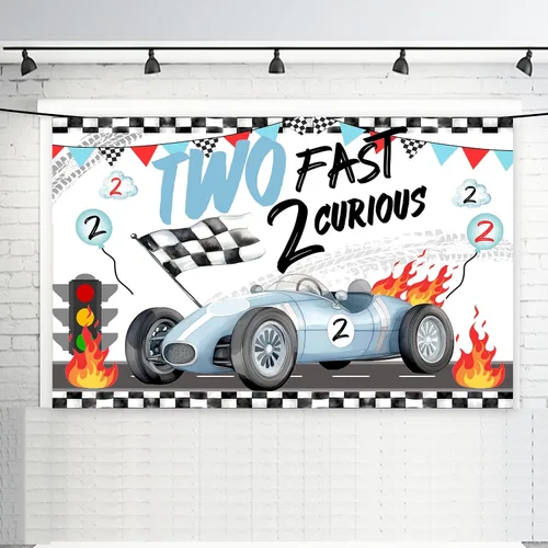 Vista 5 de Fast One - Telón de fondo y decoraciones de cumpleaños para niños y niñas, telón de fondo de cartel de primer cumpleaños