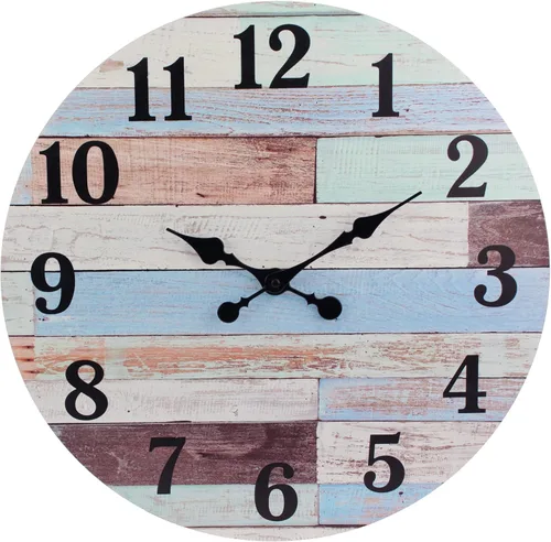Vista 9 de Stonebriar - Reloj de pared de madera rústica, funciona con pilas, decoración de pared clásica de granja para la cocina, sala, dormitorio u oficina