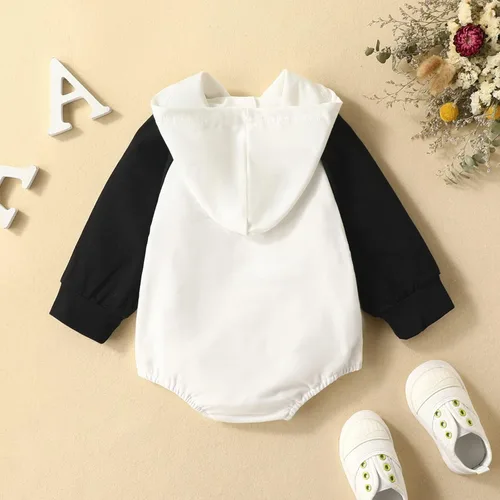 Vista 9 de Ropa de otoño para bebé recién nacido sudadera con capucha de gran tamaño mameluco con broches