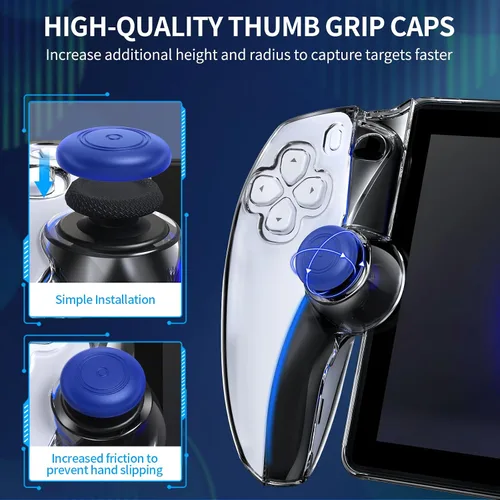 Vista 6 de MENEEA Funda protectora para Playstation Portal Remoto, Protector de PC transparente para controlador PS Portal Controller, agarre antideslizante