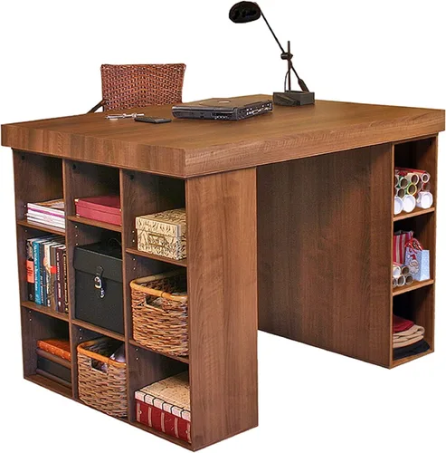 Vista 8 de Escritorio Centro de Proyectos con estantería y gabinete de 3 compartimientos, color negro
