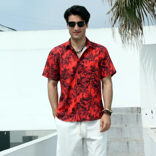Vista 2 de Enlision - Camisa hawaiana para hombre de manga corta, casual, de verano, para la playa, Aloha, con botones, floral, tropical, de Hawái