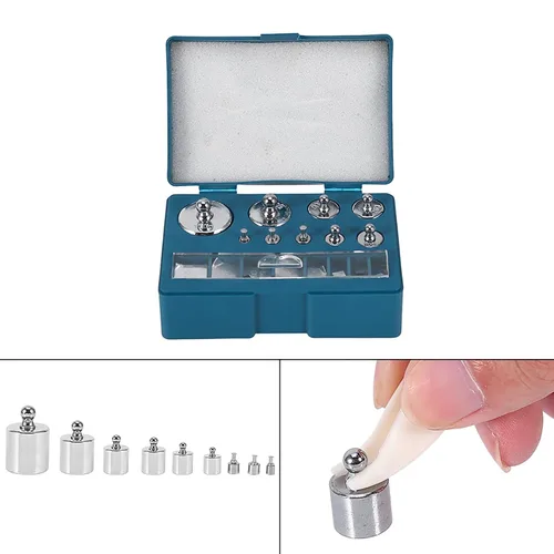 Vista 2 de Juego de pesas de calibración de 17 piezas, calibración de pesos de 10 mg-3.53 oz, kit de peso de calibración de acero inoxidable, kit