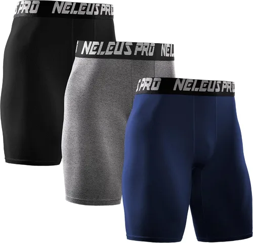 Vista 15 de NELEUS Paquete de 3 pantalones cortos de compresión para hombre