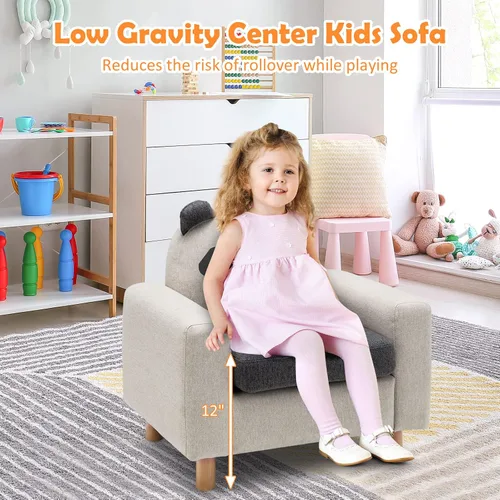 Vista 8 de Costzon Sofá para niños, sofá de dibujos animados para niños con marco de madera maciza, cojín grueso, sillón infantil para sala de juegos, jardín