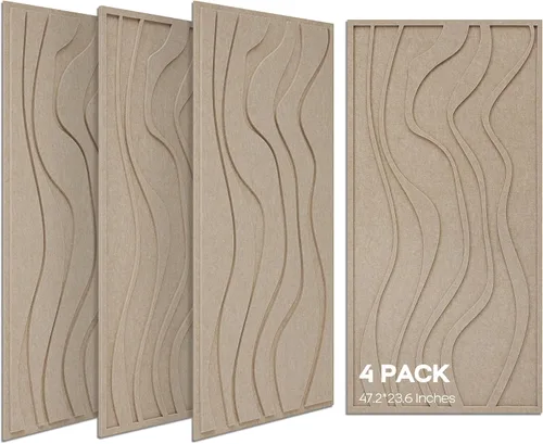Vista 13 de BUBOS Paquete de 4 paneles acústicos grandes, tamaño total de 47.2 x 23.6 pulgadas, paneles de pared insonorizados, paneles de sonido decorativos