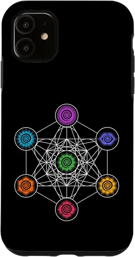 Vista 5 de iPhone 15 Metatronscube, geometría sagrada, chakra, yoga, símbolo, funda 4D