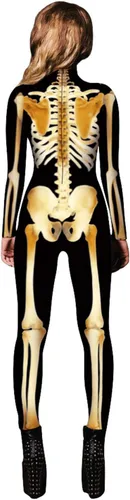 Vista 2 de Alidamo - Enterizo de Halloween para mujer, overol de cosplay esqueleto calavera 3D