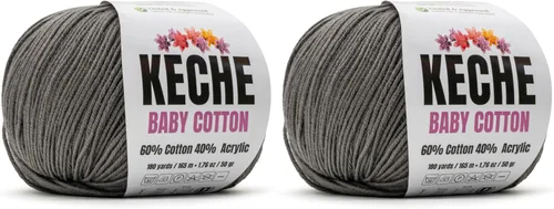 Vista 32 de Keche Hilo de Algodón, 60% Algodón 40% Hilo Acrílico, Hilo de Algodón Suave para Crochet y Tejer, Hilo Amigurumi 1 Madeja/Bola 1.76 Oz (50g) / 180