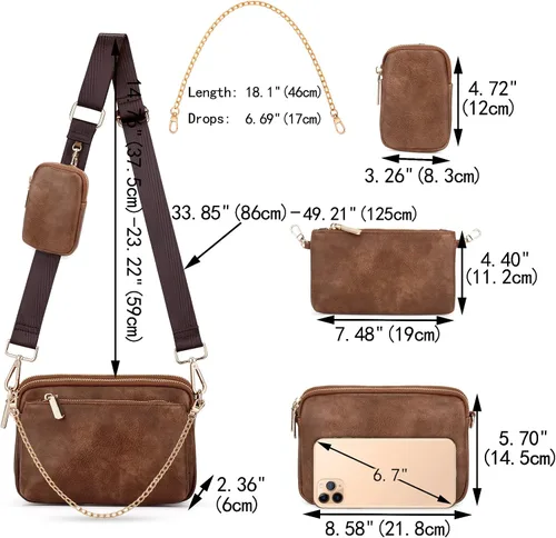 Vista 6 de UTO Small Crossbody Bags for Women 3 in 1 Trendy Belt Purse Fashion Designer Mini Cute Sling Fanny Chest Pack