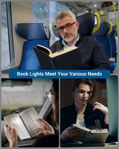 Vista 8 de DEWENWILS Luz de Lectura para Libros con Clip, Luz LED de Clip para Libros para Leer en la Cama, Lámpara de Libro Recargable por USB para Cuidado