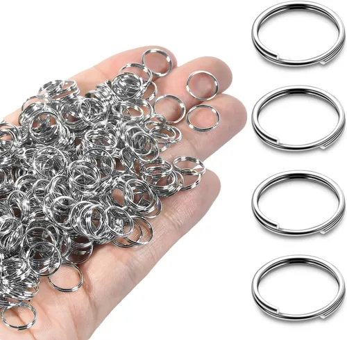 Vista 12 de 300 llaveros pequeños dorados de 1/2 pulgada, anillos divididos de doble bucle, mini llavero de metal para llavero, etiqueta de collar de mascotas