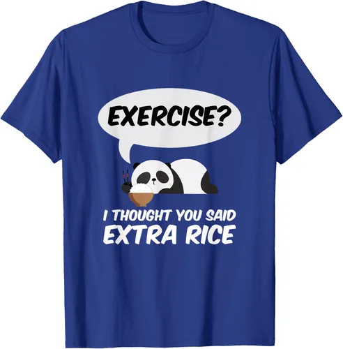Vista 20 de ¿Ejercicio? I Thought You Said Extra Rice Panda Gift T-Shirt, Negro, S