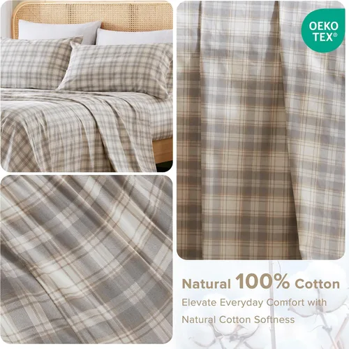 Vista 52 de Comfort Spaces Sábanas 100% Algodón Twin XL, Transpirables, Naturalmente Frescas, Sábanas de Algodón Suave con Bolsillo Elástico de 14 Pulgadas que