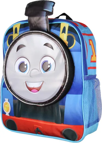 Vista 4 de Thomas The Train and Friends - Mochila de viaje escolar para niños de 14 pulgadas con bolsillo frontal de personajes 3D
