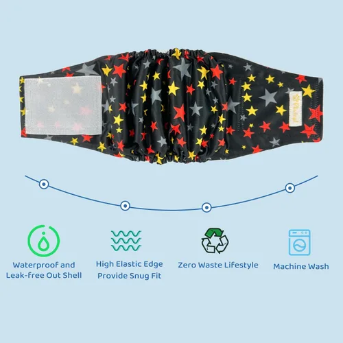 Vista 4 de Pañales Reutilizables para Perros Machos Banda para el Vientre de Alta Absorción para Perros Machos Banda para el Vientre de Perro Lavable