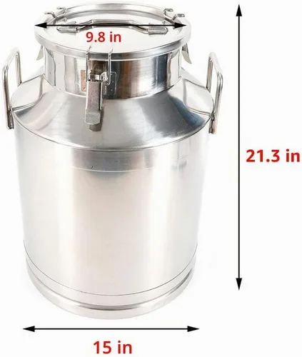 Vista 2 de Lata de leche de acero inoxidable de 13 galones, 50 L, olla para lácteos con tapa sellada, cubo resistente 304, recipiente de almacenamiento