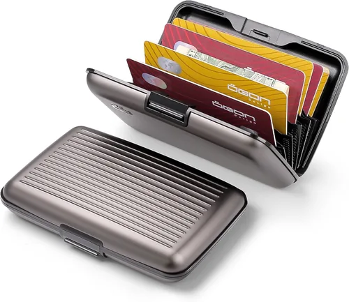 Vista 20 de ÖGON -DESIGNS- Portatarjetas de aluminio, protección RFID contra fraude y desmagnetización, billetera compacta, funda inteligente modelo STOCKHOLM V1