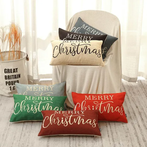 Vista 3 de TRENDIN Funda de almohada lumbar de 12 x 20 pulgadas para decoración de invierno, aspecto de grano de madera, funda de almohada de lino PL699TR