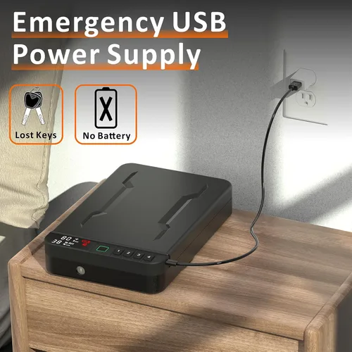 Vista 8 de Z ZLJUAN - Caja fuerte portátil para armas y pistolas con pantalla LCD de temperatura, humedad, huella digital biométrica, cerradura con teclado