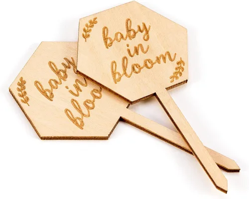 Vista 6 de Parbee - Etiquetas hexagonales «Baby in Bloom» ecuerdos de baby shower, 20 etiquetas para suculentas, regalos de madera, estacas para jardín