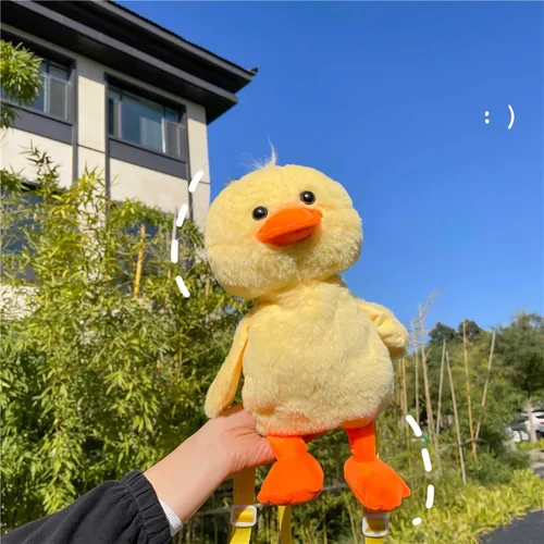 Vista 8 de Lefe Liee Bolsa de peluche de pato, linda mochila de felpa de pato para adultos, accesorios de decoración para adultos, kawaii único y divertido