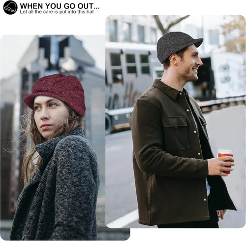 Vista 6 de Gorro de invierno para hombres y mujeres, gorro de punto cálido, gorro de punto sólido, elástico, diario