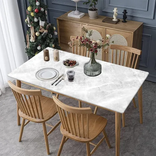 Vista 2 de XISUNYA Mantel de poliéster elástico de mármol, mantel rectangular de 24 x 36 pulgadas para mesa plegable de 3 pies, color pastel piedra ónix Gris