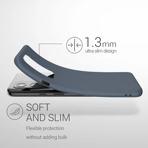Vista 2 de kwmobile Funda compatible con OnePlus 9 (versión EU/NA) - Funda protectora de silicona TPU suave y delgada - Pizarra oscura