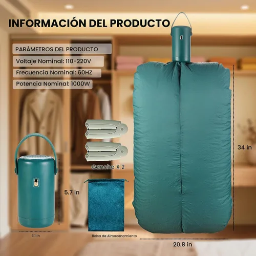 Vista 2 de Mini secadora compacta eléctrica portátil del secador de ropa con el bolso seco