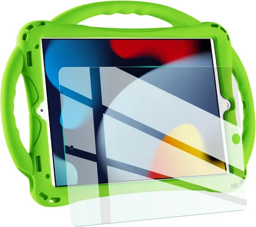 Vista 14 de TopEsct Funda infantil para iPad de 10.2 pulgadas, funda de silicona a prueba de golpes con protector de pantalla de vidrio templado y correa, Negro