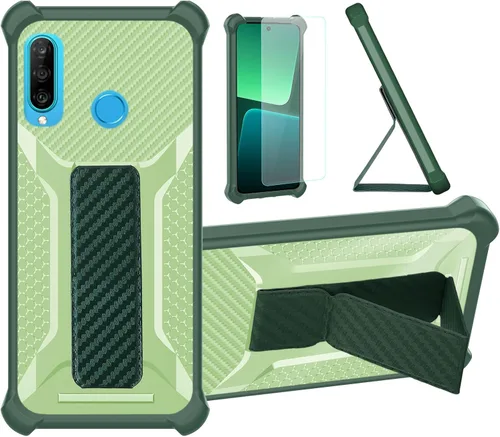 Vista 10 de Case Compatible for Huawei P30 lite New Edition Phone Case Stand Cover [with 1* TempeBlack Glass Screen Protector] Hybrid Case