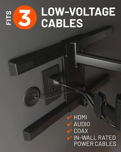 Vista 3 de ECHOGEAR Ocultador de cable de TV - Kit de gestión de cables mini en pared de 2.5 pulgadas, corrector de cables para televisores montados en la Negro