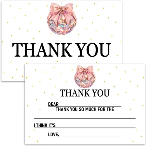 Vista 6 de Tarjetas de agradecimiento en blanco para decoración de fiestas de cumpleaños, notas de agradecimiento para niños o niñas, 20 tarjetas con 20 sobres