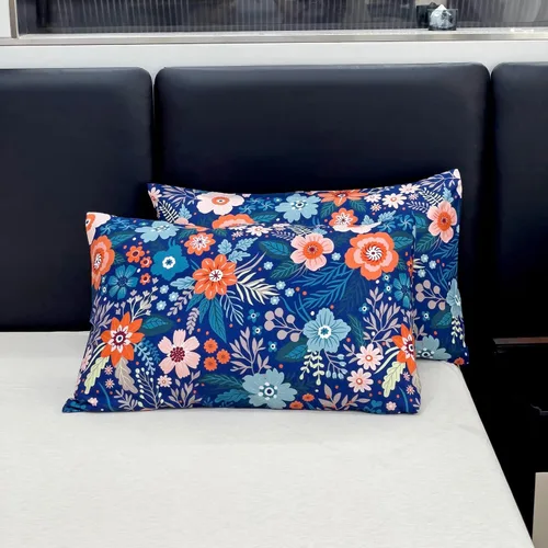 Vista 5 de LAMEJOR Juego de funda de edredón azul tamaño Queen con estampado floral bohemio, juego de ropa de cama suave de 3 piezas, 1 funda de edredón + 2