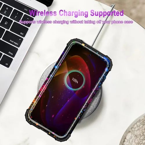 Vista 9 de Miqala Funda para Galaxy S23 FE 5G, brilla en la oscuridad, tres capas, resistente, a prueba de golpes, protección de cuerpo completo, parachoques