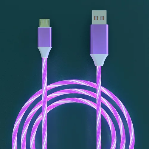 Vista 4 de Cable de carga micro USB, cable de carga brillante con luz LED de 6.6 pies, cable de carga rápida para Samsung Galaxy S7 S6 S5, Note 5, Kindle