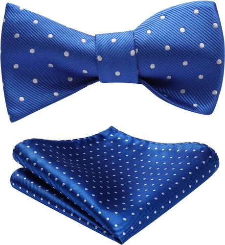 Vista 48 de HISDERN Pajaritas para hombre, diseño de lunares, corbatín y bolsillo cuadrado, clásico, esmoquin de negocios, boda, pajaritas, pañuelo