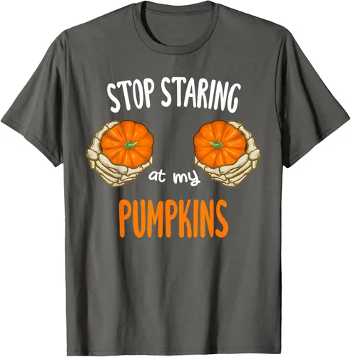 Vista 22 de Stop Staring at My Pumpkins for Hot Witches, camiseta de brasier de Halloween, Negro